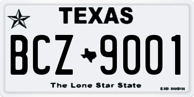 TX license plate BCZ9001