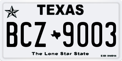 TX license plate BCZ9003