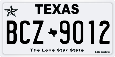 TX license plate BCZ9012