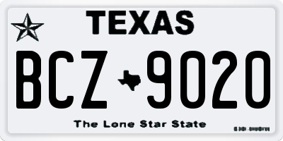 TX license plate BCZ9020