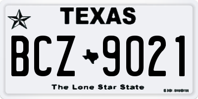 TX license plate BCZ9021