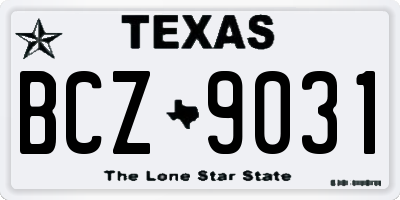 TX license plate BCZ9031