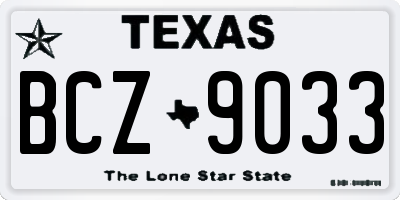 TX license plate BCZ9033
