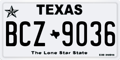 TX license plate BCZ9036