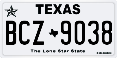 TX license plate BCZ9038