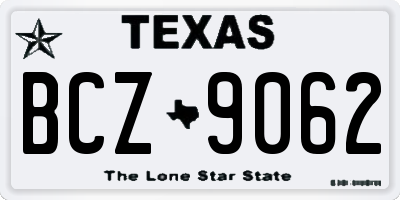 TX license plate BCZ9062