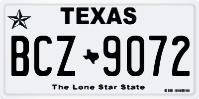TX license plate BCZ9072