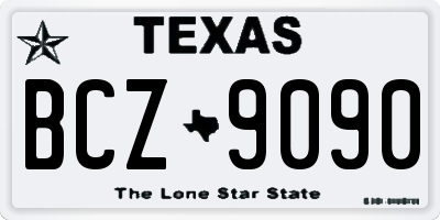 TX license plate BCZ9090