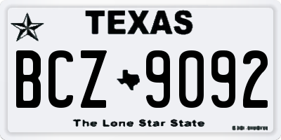 TX license plate BCZ9092