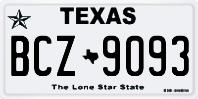 TX license plate BCZ9093
