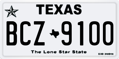TX license plate BCZ9100