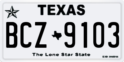 TX license plate BCZ9103