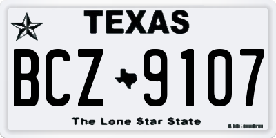 TX license plate BCZ9107