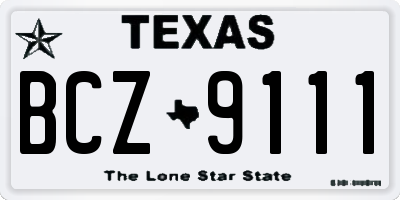 TX license plate BCZ9111