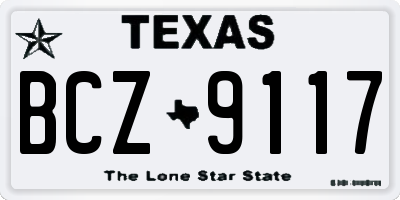 TX license plate BCZ9117
