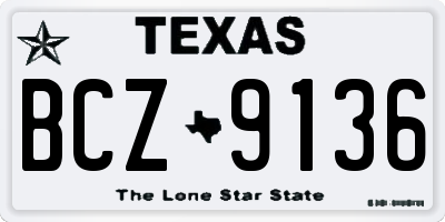 TX license plate BCZ9136