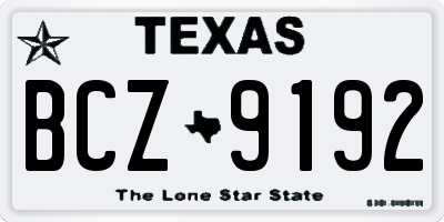 TX license plate BCZ9192