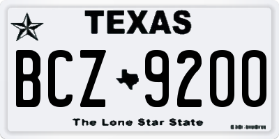 TX license plate BCZ9200