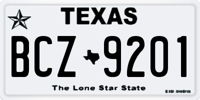 TX license plate BCZ9201