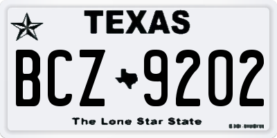 TX license plate BCZ9202