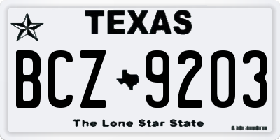 TX license plate BCZ9203