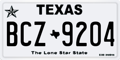 TX license plate BCZ9204