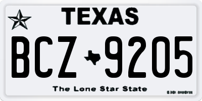 TX license plate BCZ9205
