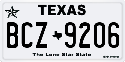 TX license plate BCZ9206