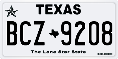 TX license plate BCZ9208