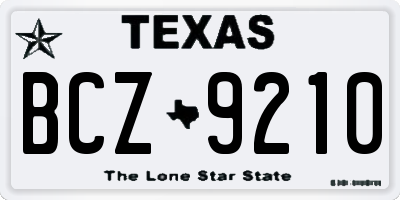 TX license plate BCZ9210