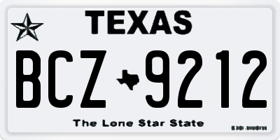 TX license plate BCZ9212
