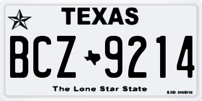 TX license plate BCZ9214