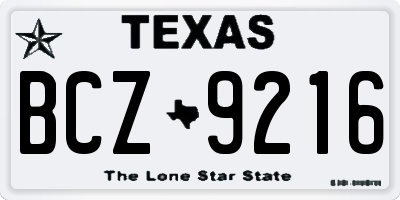 TX license plate BCZ9216