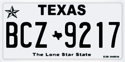 TX license plate BCZ9217