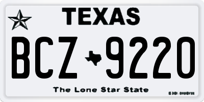 TX license plate BCZ9220