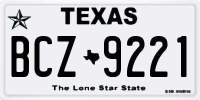 TX license plate BCZ9221