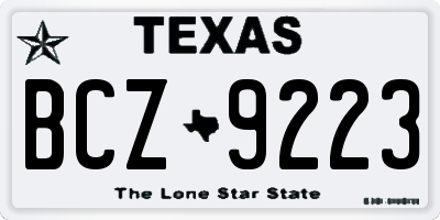 TX license plate BCZ9223