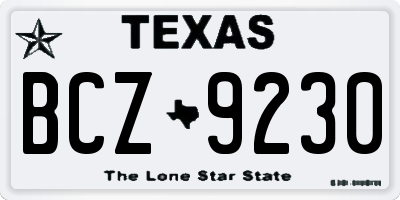 TX license plate BCZ9230