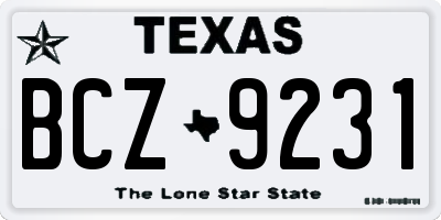 TX license plate BCZ9231