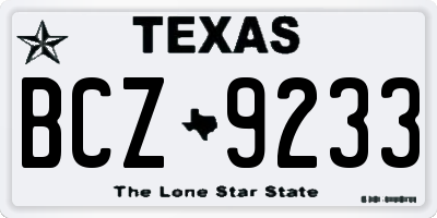 TX license plate BCZ9233