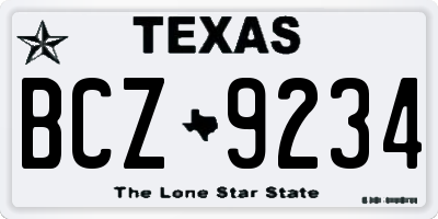 TX license plate BCZ9234