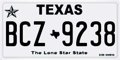 TX license plate BCZ9238