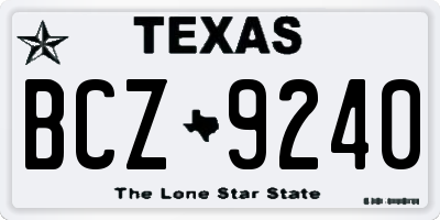 TX license plate BCZ9240