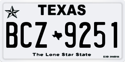 TX license plate BCZ9251