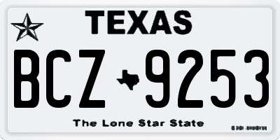 TX license plate BCZ9253