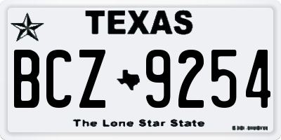 TX license plate BCZ9254