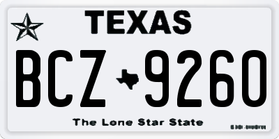 TX license plate BCZ9260