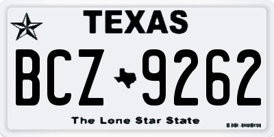 TX license plate BCZ9262