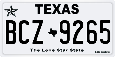 TX license plate BCZ9265
