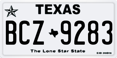 TX license plate BCZ9283